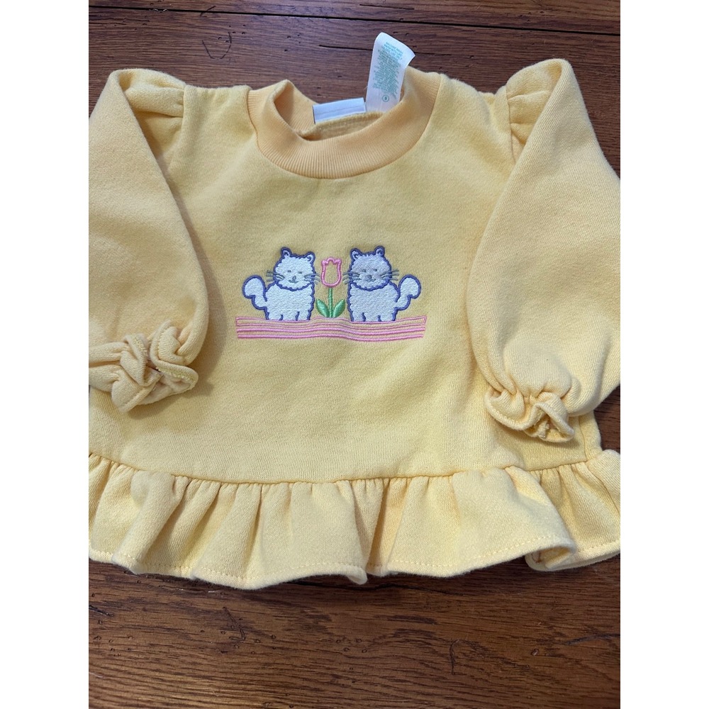 okie dokie yellow shirtβ with cats 18 mos y2k